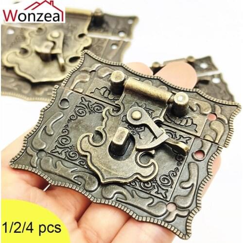 Antique Vintage Decorative Latch Jewelry Wooden Box Buckle Pad Chest Lock Cabinet Buckle Retro Furniture Hardware Buckle