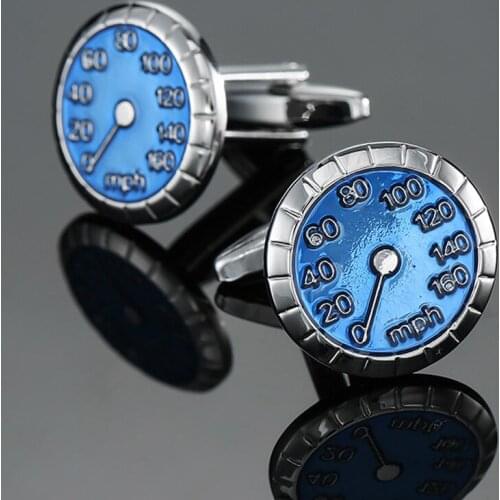 Free delivery, high quality copper material cuff button, new fashion blue speedometer cufflinks for mens wedding gifts