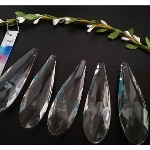 Camal 5pcs Clear 85x25mm Faceted Long Grid Crystal Pendant Lamp Prism Lighting Part Chandelier SunCatcher Hanging Home Decor