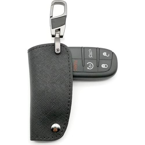 Genuine leather car smart key case cover for dodge ram 1500 travel charger dart challenger durango for Fiat Jeep 2/3/4/5 buttons