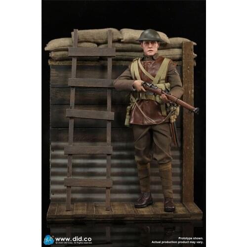 DID 1/6 WWI British Infantry Figure with Trench Scene Accessories Props 12inch Male Soldier Action Doll Deluxe Edition In Stock