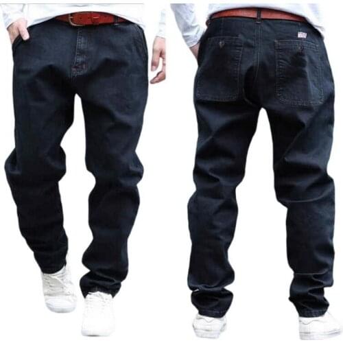 Mens Jeans Four Seasons Male Harem Jeans Black Small Straight Legs Hip Hop Pants Loose Large Size Skate Pants
