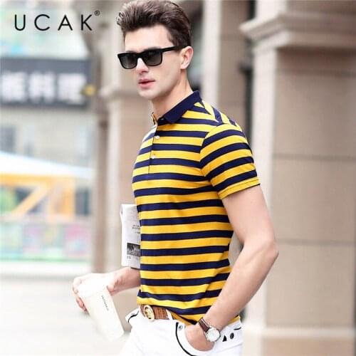 UCAK Brand 2020 Summer New Arrival Fashion Short Sleeve T-Shirts Mens Streetwear Casual T Shirt Men Striped Tshirt Homme U5166