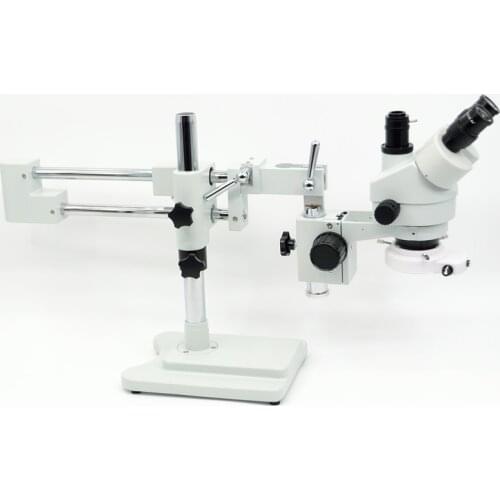 FYSCOPE 7X-45X! Double Boom Stand Stereo Zoom trinocular Microscope WF10X/20mm eyepiece