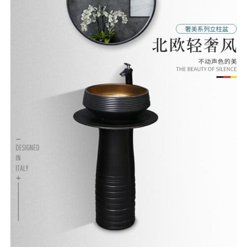Ceramic column wash basin balcony column wash basin large floor type Nordic wash basin column Basin