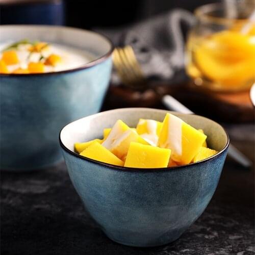 ANTOWALL Nordic Ceramic Rice Noodle Soup Bowl Fish Dish Flat Plate Gradient Blue Dinnerware