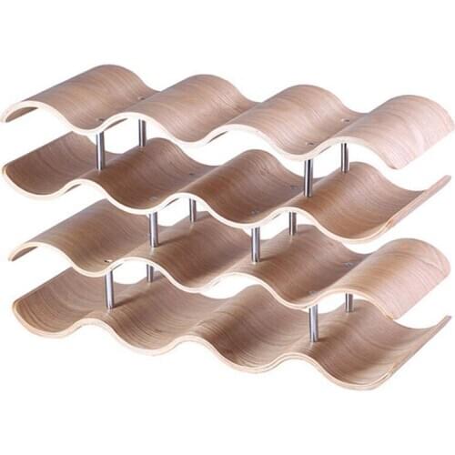 Best Wooden Wave Wine Rack/Creative Home Grape Wine Shelf Wine Cabinet/Solid Wood Bottle Rack (4 Layers 42.5x15.5x24Cm)