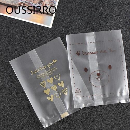 Cartoon Bear Love Heart Frosted Sealing Bag Plastic Biscuit Cookie Packaging Bags Candy Mooncake Gift Bag Wedding Party Decor