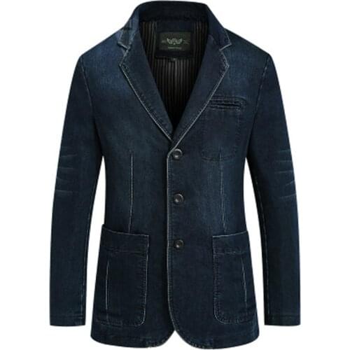 2020 Autumn Winter Denim Blazer Jacket Men Casual Cotton Slim Fit Suits Coats Men Jackets jaqueta masculina bomber Coats