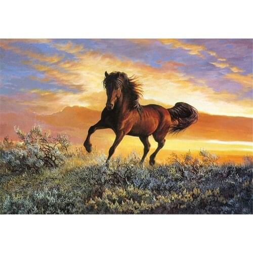 Animal Horse DIY Cross Stitch Embroidery 11CT Kits Needlework Craft Set Printed Canvas Cotton Thread Home Decoration Sale