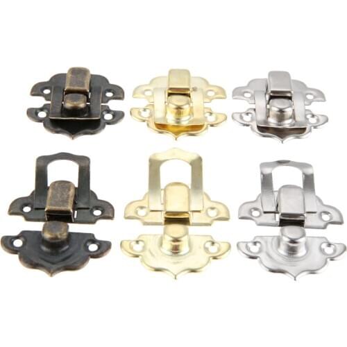 10sets Box Latch Clasps w/screws Gold/Silver/Antique Bronze Lock Iron Retro Vintage Wooden Jewelry Wine Box Gift Case Decoration