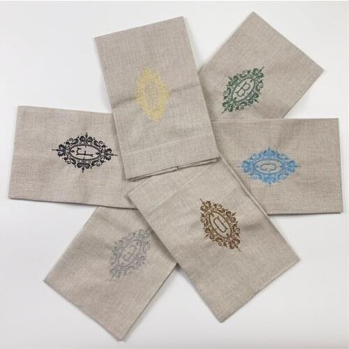 Set of 12 Monogrammed Guest Towels 14*22-inches Oatmeal Linen Tea Towel Cleaning Cloth Guest Hand Dish Kitchen Bathroom Towels