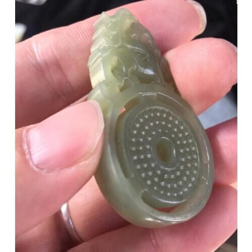 The opening hetian Pixiu pendant jade Male and female money evil Pixiu Antique Dragon Jade
