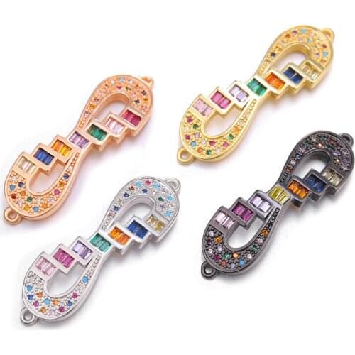 New Geometric illusion 8-shaped stair copper micro-inlaid zircon DIY handmade jewelry accessories bracelet necklace connector