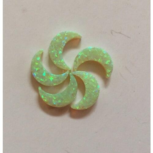 OP12 Lime Green Color 8*11MM Synthetic Fire Opal Moon For DIY Jewelry