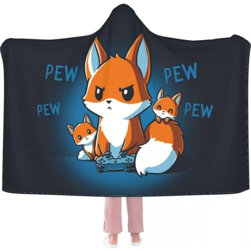 Pew Pew Madafakas Wearable Throw Blanket with Hooded for Children and Adults Scout Regiment Plush Anime Thicken Blanket