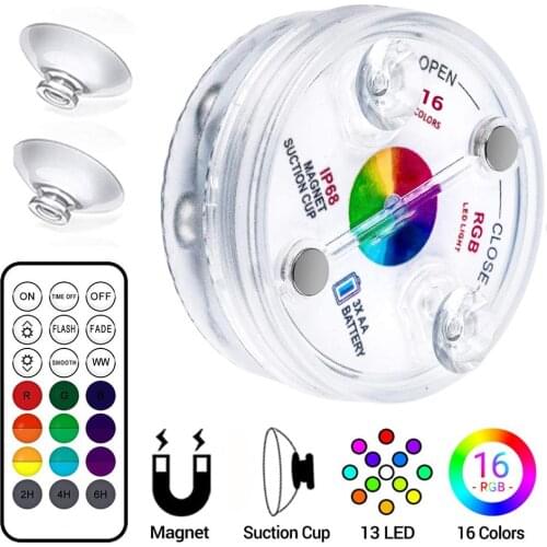 16 Color Underwater Light LED RGB Submersible Swimming Pool Lamp IP68 Waterproof With RF Remote for Fish Tanks Aquariums