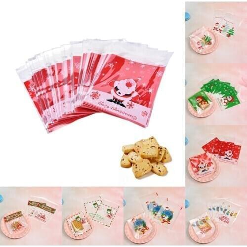 20Pcs/lot Cute Cartoon Gifts Bags Christmas Cookie Packaging Self-adhesive Plastic Bags For Biscuits Birthday Candy Cake Package