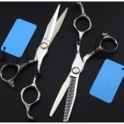 Professional japan 440c 6 inch sliver Bearing hair scissors cutting barber makas haircut thinning shears hairdressing scissors