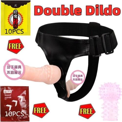 Realistic Removable Wearable Strap On Penis Double Dildo Vibrator Lubricant Wipes Sex Toys For Adults Woman Lesbian Couples