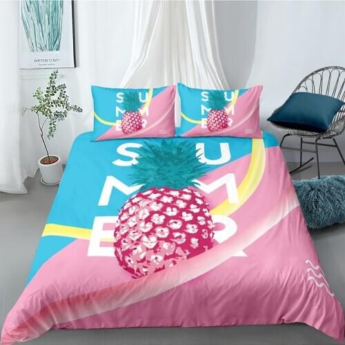 Pink Pineapple Bedding Set For Girls Fresh Beautiful 3D Duvet Cover King Queen Twin Full Single Double Unique Design Bed Set