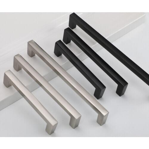 JD Silver Brushed Aluminum Wardrobe Handle Black Cabinet Door Handle Square Wine Cabinet Furniture Small Handle