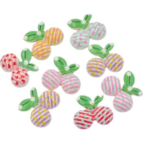 Hand painted Resin Mix Kawaii Cherry Flatback Cabochon Stone 20Pcs Scrapbook Embellishments DIY Decor Figurine Crafts F192