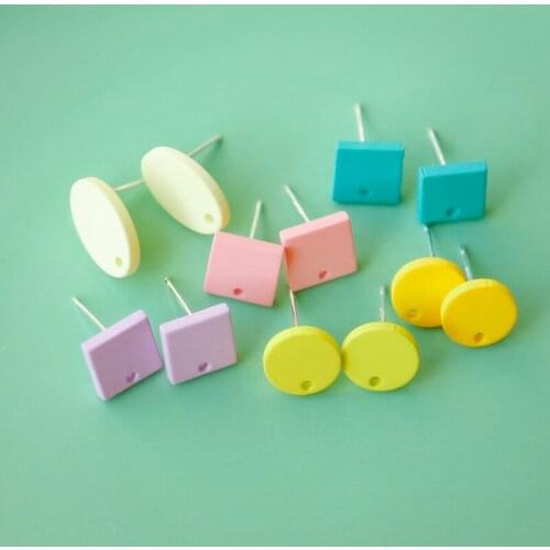 Super cute and fun color round band pendant earrings 925 silver needle hypoallergenic DIY earrings handmade jewelry accessories