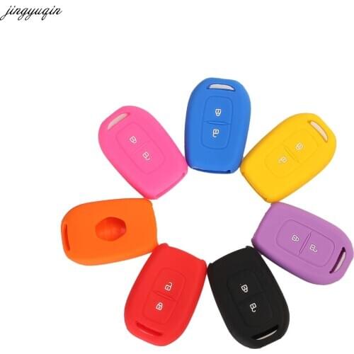 Jingyuqin for Renault Scenic Master Megane Duster Logan Clio Captur Laguna Fluence 2 Buttons Silicone Remote Key Cover