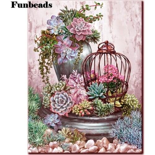Succulent plant DIY 5D Diamond Painting Square round drill Diamond Mosaic Embroidery flower cactus Rhinestone decoration FF704