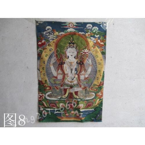 Tibet, silk embroidery thangka guanyin bodhisattva / 8