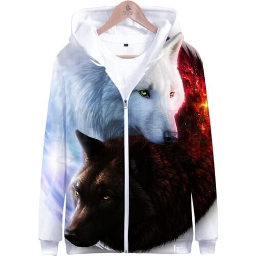 2020 hot sale 3D Wolf Zipper hoodies Hoodie Sweatshirt Harajuku Beast Hoodies Fashion Men/Women streetwear Pullover