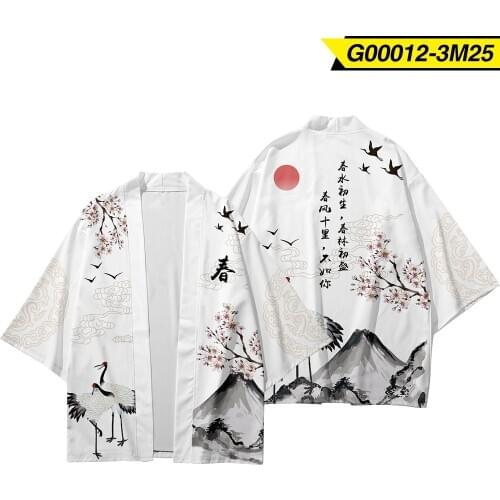Spring Printed Traditional Kimono Japanese Anime Clothes Cardigan Cosplay Men Women Yukata Female Shirt Blouse