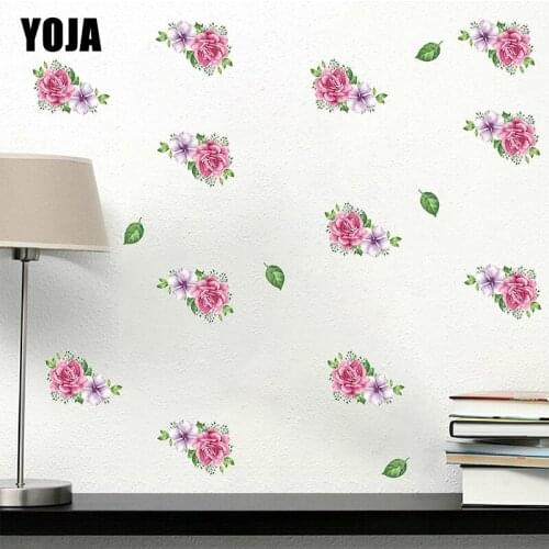YOJA 41.3×21.3CM Hand Painted Roses Art Wall Stickers Mural Fashion Creative Home Decoration 8WS0045