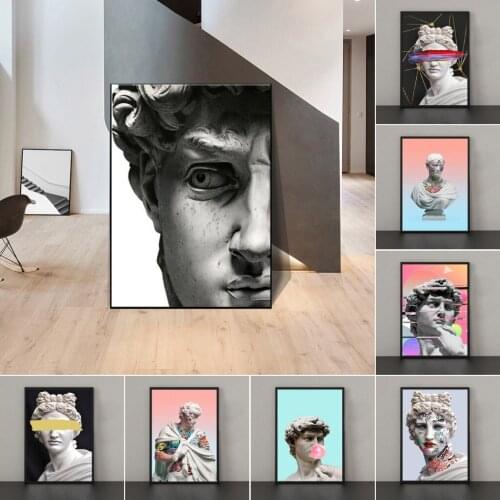 Funny Graffiti Sculpture Portrait Of David Modern Canvas Art Posters Canvas Paintings On the Wall Art Pictures For Home Decor