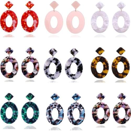 Colorful Leopard Print Drop Earrings Geometric Big Circle Round Acrylic Long Dangle Earrings For Women Jewelry Statement Earring