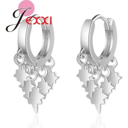 Endless Circle Geometry Star Triangle Small Hoop Earrings With Pandent Silver Gold Simple Earring For Women Jewelry