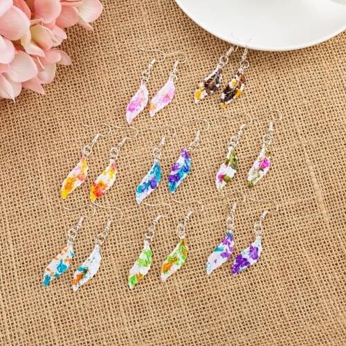 1pair Multicolor Resin Tree Leaf drop earrings For Women Children Birthday Gift