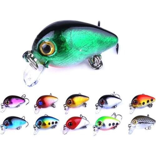 1pcs Mini Crank Bait Fishing Lure 30mm 1.5g Hard Bait 3D Eyes Bass Fresh water hook diving perch wobblers