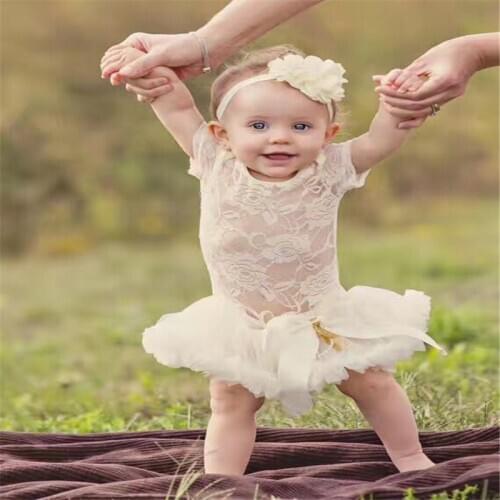 2020Baby Girls Dress Baby Lace Pettiskirt Headband Set TuTu Skirt Toddler Dress Newborn Photo Prop Party Costume Birthday Outfit