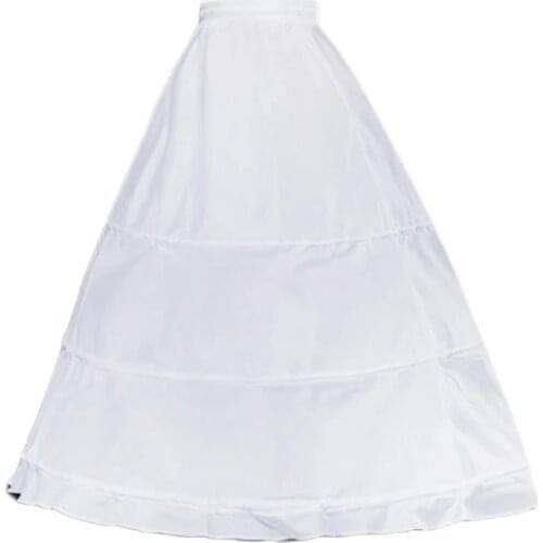 3 Hoops White Petticoat Wedding Gridal Gown Dress Bridal Crinolines Drawstring Waist A-Line Underskirt
