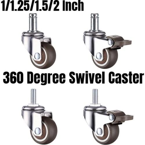 4PCS 1/1.25/1.5/2 Inch 360 Degree Swivel Caster Wheel Rubber No Noise For Office Chair Table Sofa Carbinet Wheels