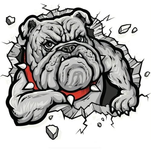 Car Stickers Decor Motorcycle Decals Bulldog In TheWall Hole Decorative Accessories Creative Sunscreen Waterproof PVC15cm*14cm