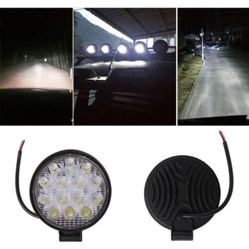 Car 42W 6500K 12V 24V Round LED Work Spot Light Flood Driving Lamp QW