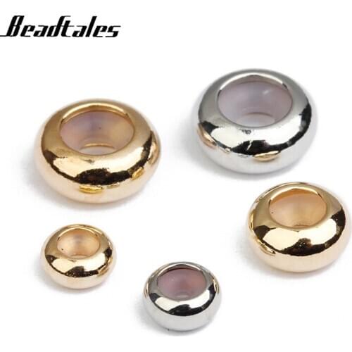 Beadtales 20pcs Copper Beads 6/8/10mm Stopper Spacer Beads with Silicone Rubber fit Slider Bracelet DIY Jewelry Making Findings