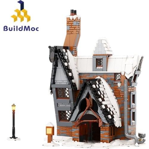 Buildmoc Magice Movie Architecture Hogsmeades Three Broomsticks Inn Wizard Bar City House Winter Village Building Blocks Toys