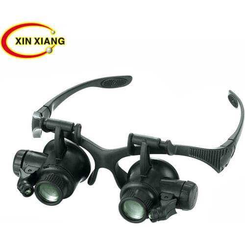 Black Watch Magnifier High Zoom Headband Eyewear Magnifying Glasses 2 LED Illuminated Magnifier Watch Repair Glasses Binoculars