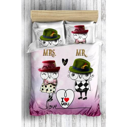 Double Personality 3D Duvet Cover Set Cotton Baboo Purple