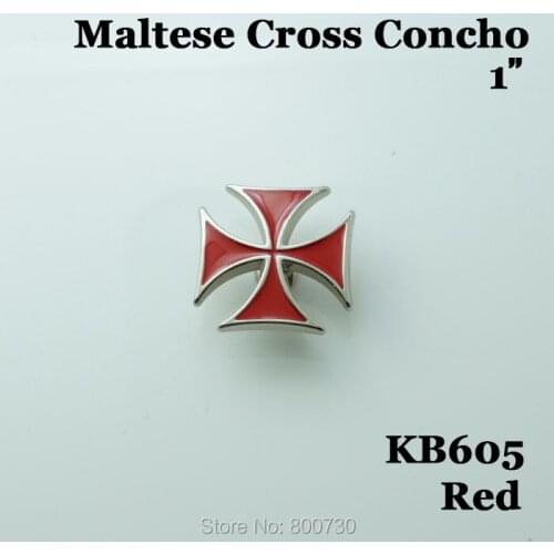 KB605) 10pc Maltese Cross button Screwback Belt button Leathercraft Red