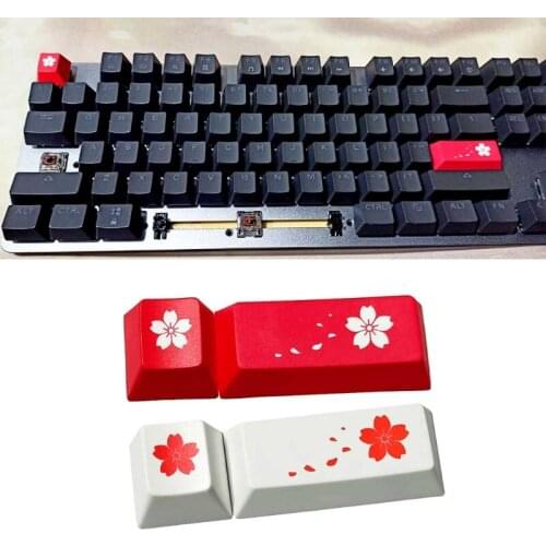 2pcs PBT Personalized Five Side Dye-Sub Esc Enter Keycap for Game Mechanical Keyboard Cherry Mx Switch Red White Petal